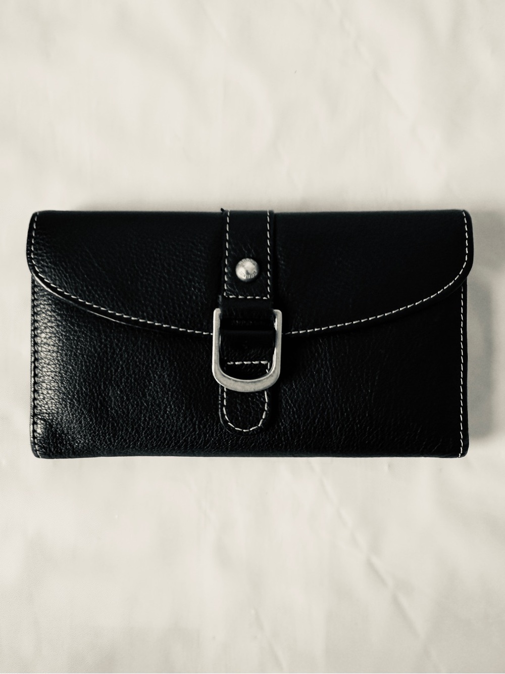 Vintage BAGGS New York Black Pebbled Leather Continental Wallet 90s y2k nWOT